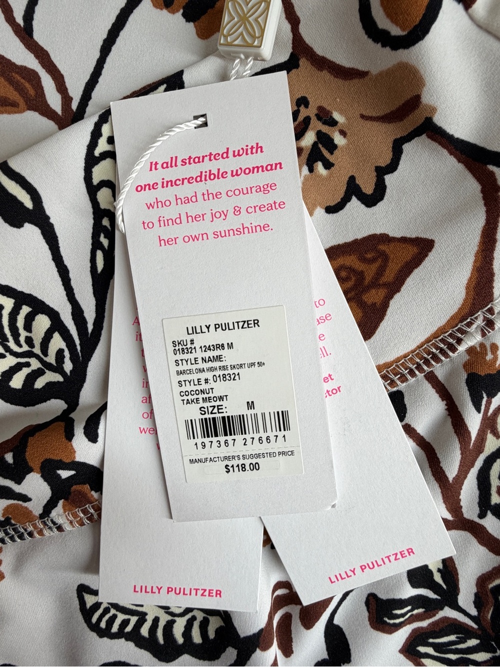 Lilly Pulitzer Luxletic Floral Swing Skirt in White and Brown - Picture 3 of 4